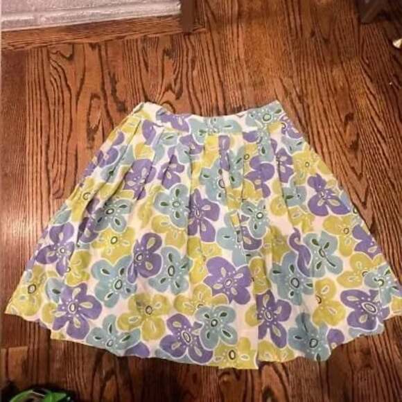 Vintage Girly Retro 60s spring vacay 100% Silk Floral Pleated mini Skirt size 8 - Picture 3 of 12